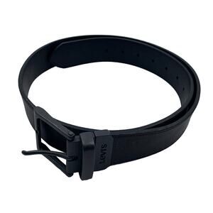 Levis Belt Men Reversible Med 34-36 Black/Brown Leather 1.5" Wide Pewter Buckle